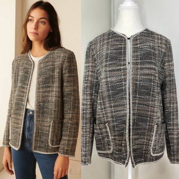 Max Studio Tweed Plaid Casual Blazer L - Picture 1 of 13